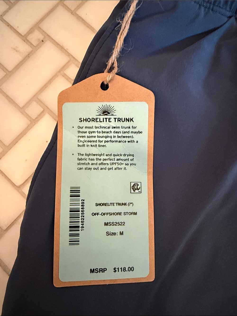 Faherty Navy Blue Drawstring Performance Shorts - Picture 2 of 3